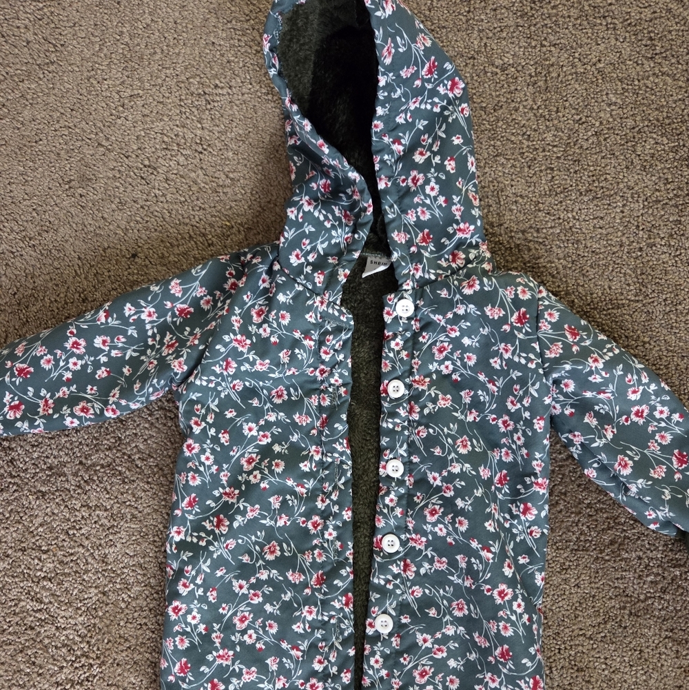 SHEIN Floral Kids Raincoat with Hood